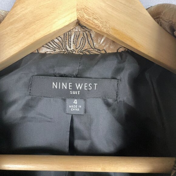 Nine West Blazer Suit Jacket Cropped Womens Size 4 Floral Button Front Gold - Picture 4 of 11